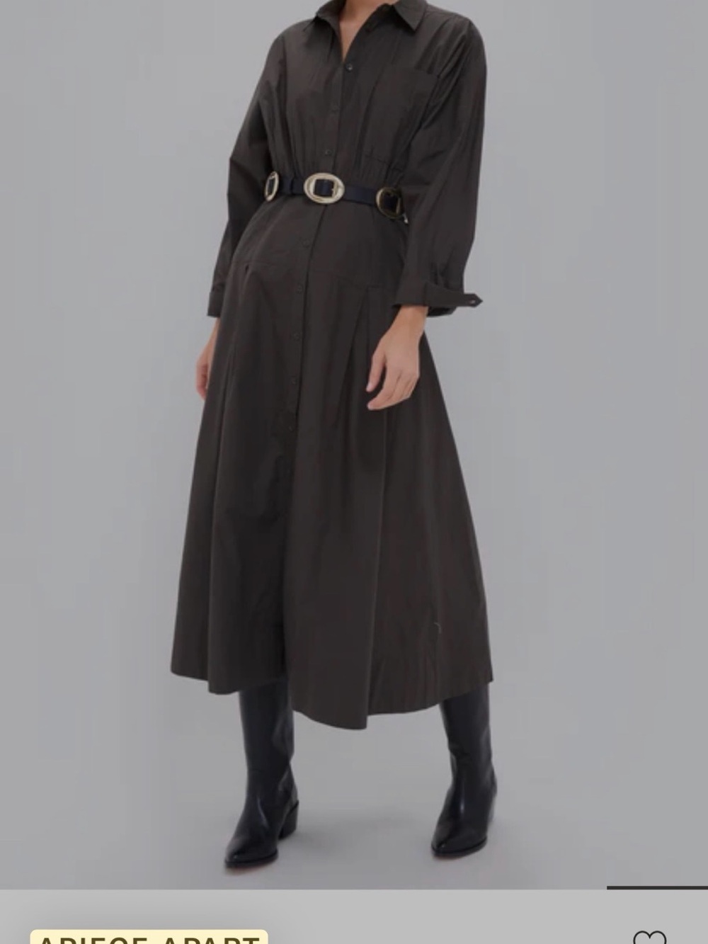 Apiece Apart Olive Button-Front Midi Dress - Picture 5 of 7